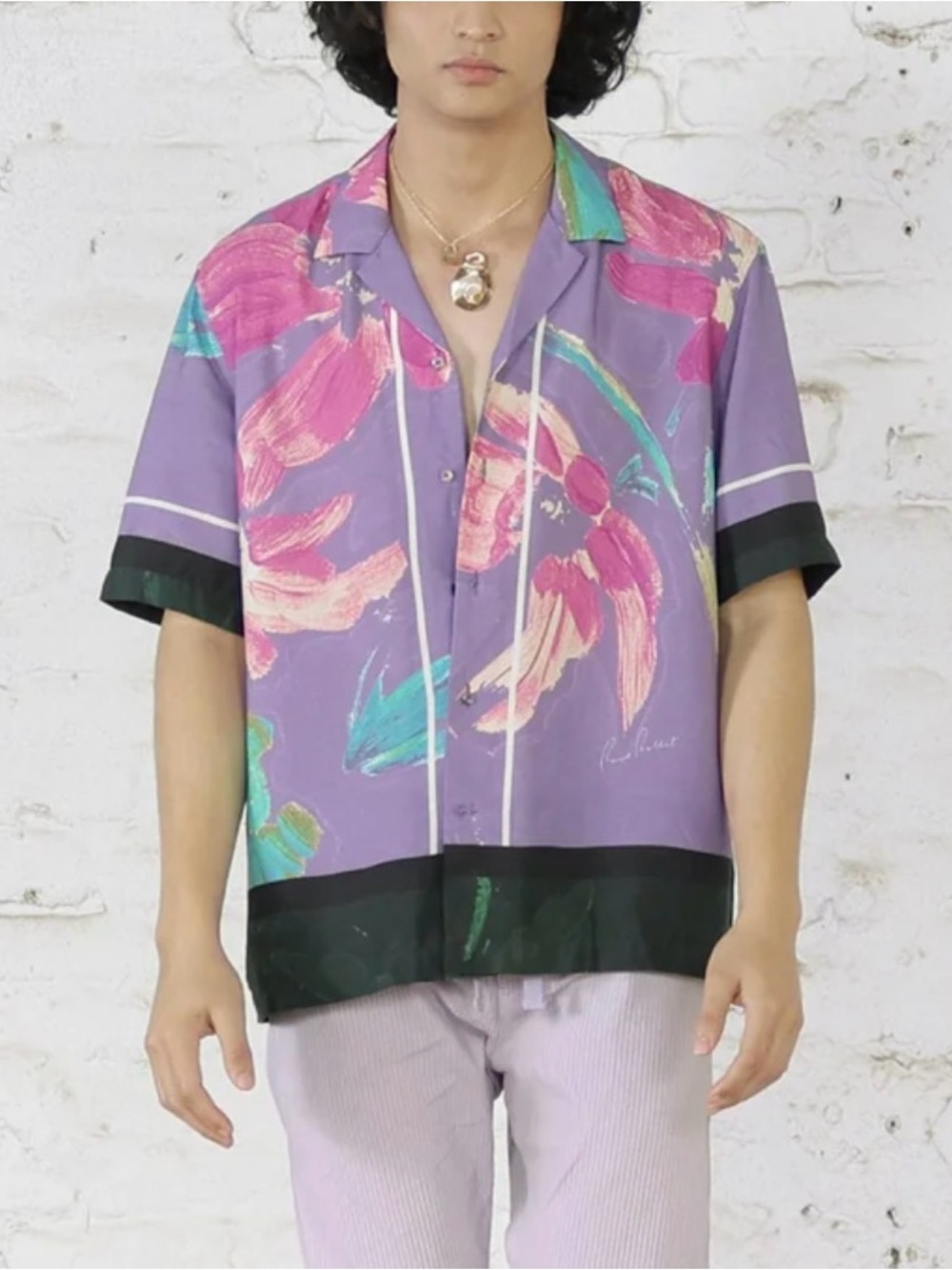 Rare Rabbit Floral Placement Print Shirt. Casa - Purple. Size L